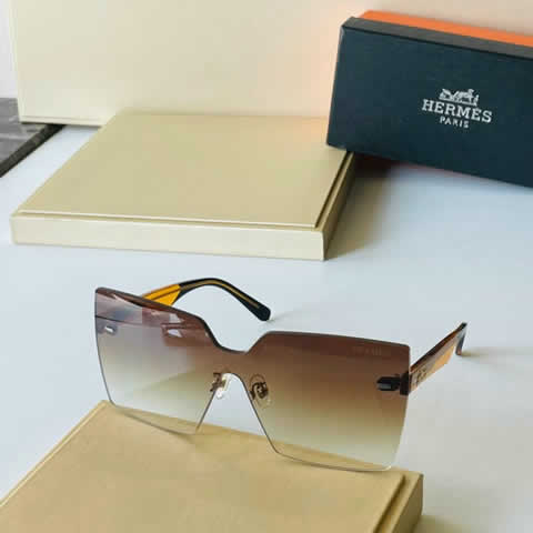 Replica Hermes Luxury Brand Sunglasses Men Polarized Driving Coating Glasses Metal Rimless Pilot Sun glasses For Men 15