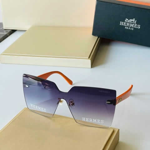 Replica Hermes Luxury Brand Sunglasses Men Polarized Driving Coating Glasses Metal Rimless Pilot Sun glasses For Men 13