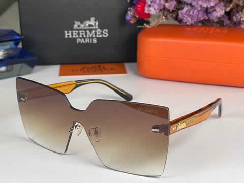 Replica Hermes Luxury Brand Sunglasses Men Polarized Driving Coating Glasses Metal Rimless Pilot Sun glasses For Men 10