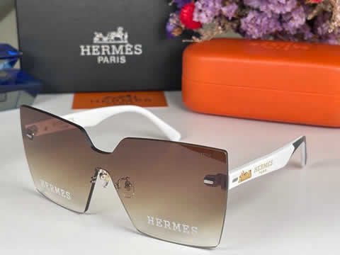 Replica Hermes Luxury Brand Sunglasses Men Polarized Driving Coating Glasses Metal Rimless Pilot Sun glasses For Men 08