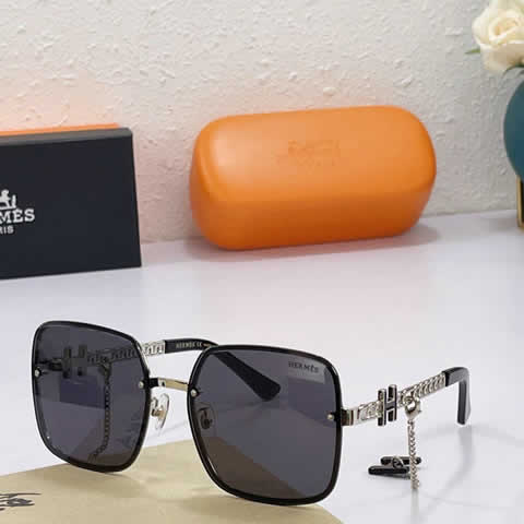 Replica Hermes Luxury Brand Sunglasses Men Polarized Driving Coating Glasses Metal Rimless Pilot Sun glasses For Men 07