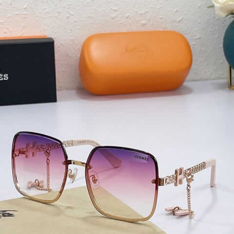 Replica Hermes Luxury Brand Sunglasses Men Polarized Driving Coating Glasses Metal Rimless Pilot Sun glasses For Men 06