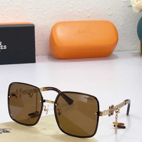 Replica Hermes Luxury Brand Sunglasses Men Polarized Driving Coating Glasses Metal Rimless Pilot Sun glasses For Men 05
