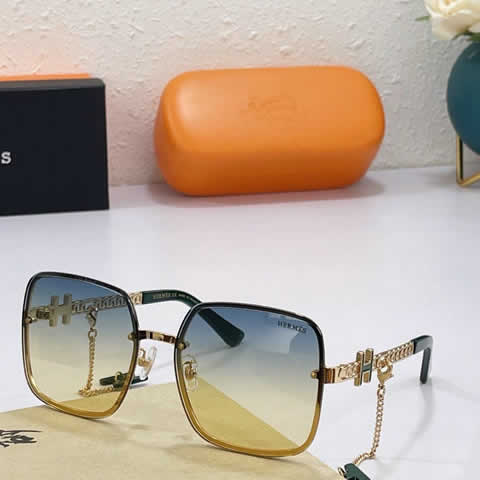 Replica Hermes Luxury Brand Sunglasses Men Polarized Driving Coating Glasses Metal Rimless Pilot Sun glasses For Men 04