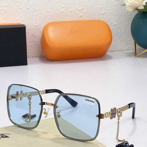 Replica Hermes Luxury Brand Sunglasses Men Polarized Driving Coating Glasses Metal Rimless Pilot Sun glasses For Men 02