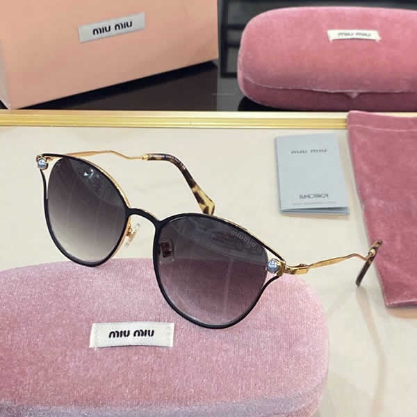 Replica Miu Miu 2022 Vintage Metal Men Sunglasses Brand Designer Sun Glasses Women Female Classic Driving Eyewear uv400 49