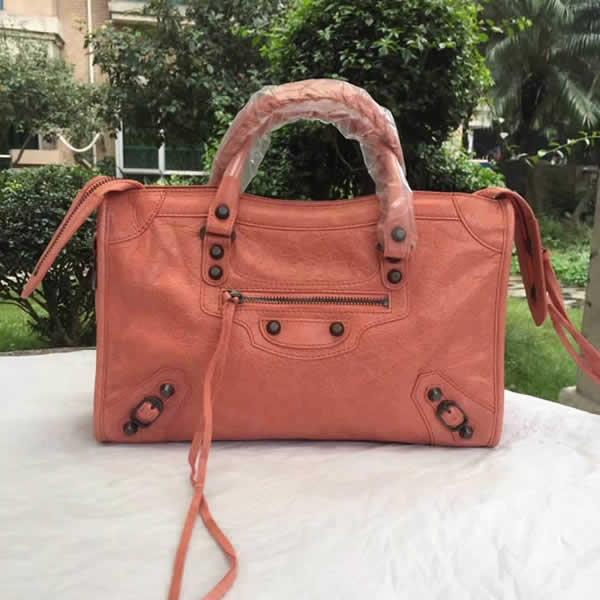 Fake Balenciaga Orange Citys Sheepskin Locomotive Bag Tote Messenger Bag