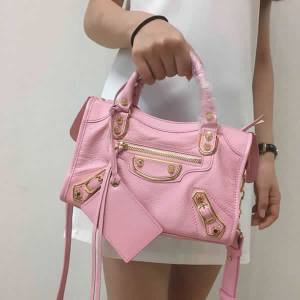 Replica Balenciaga Mini City Pink Motorcycle Bag Messenger Bag