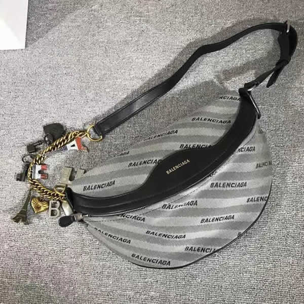 Fake Fashion Cheap Gray Balenciaga Half Moon Pendant Pocket Bags