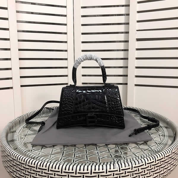 Replica Hourglass Crocodile Pattern Black Crossbody Single Shoulder Bag