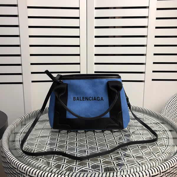 Replica New Balenciaga Discount High Quality White Canvas Blue Shoulder Bag Outlet