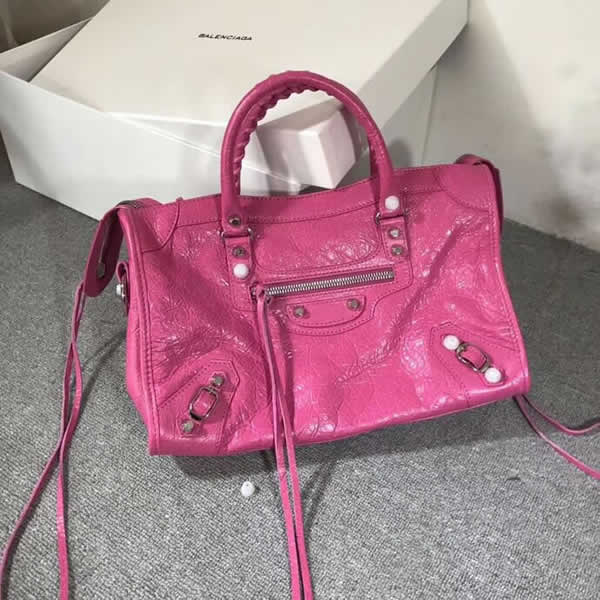 Replica Discount Balenciaga Citys Sheepskin Pink Motorcycle Bags