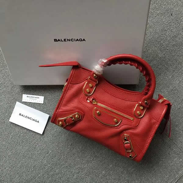 Balenciaga Classic Mini City Goatskin Red Motorcycle Bags