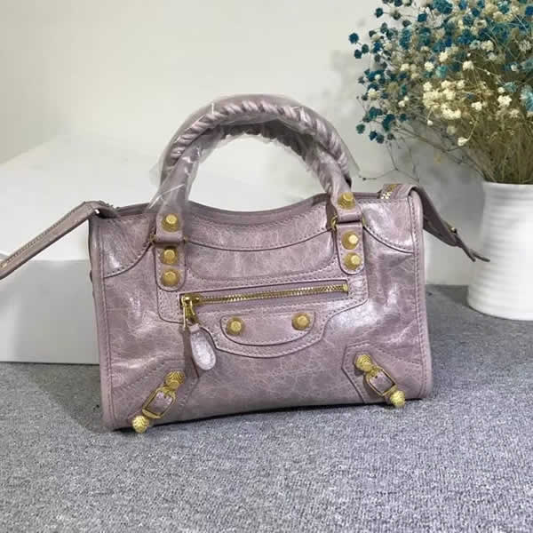 Replica Balenciaga Gray-Purple Mini City Motorcycle Bag Classic Bag