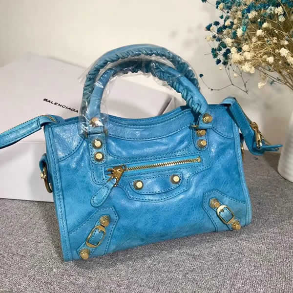 Replica Balenciaga Lake Blue Mini City Motorcycle Bag Classic Bag