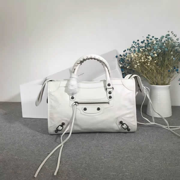 Fake Balenciaga White Citys Sheepskin Locomotive Bag Tote Messenger Bag