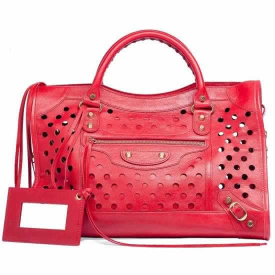 Replica Balenciaga Handbags City Polka Dots Red for cheap