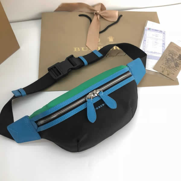 Discount New Burberry Color Matching Nylon Black Waist Bag
