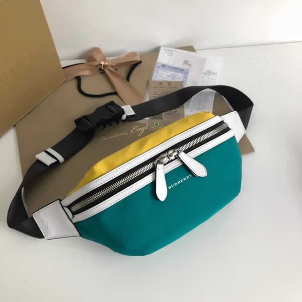 Discount New Burberry Color Matching Nylon Green Waist Bag