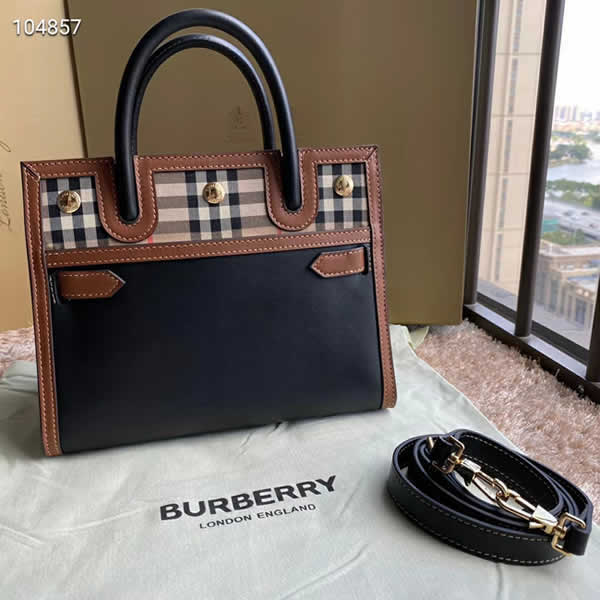 Replica New Burberry Title Vintage Cheap Black Portable Briefcase Bags