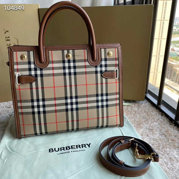 Replica New Burberry Title Vintage Cheap Stripe Portable Briefcase Bags