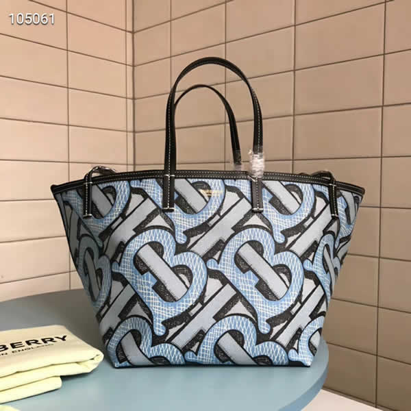 Replica New Burberry Beach Tote Discount Blue Shopping Bag