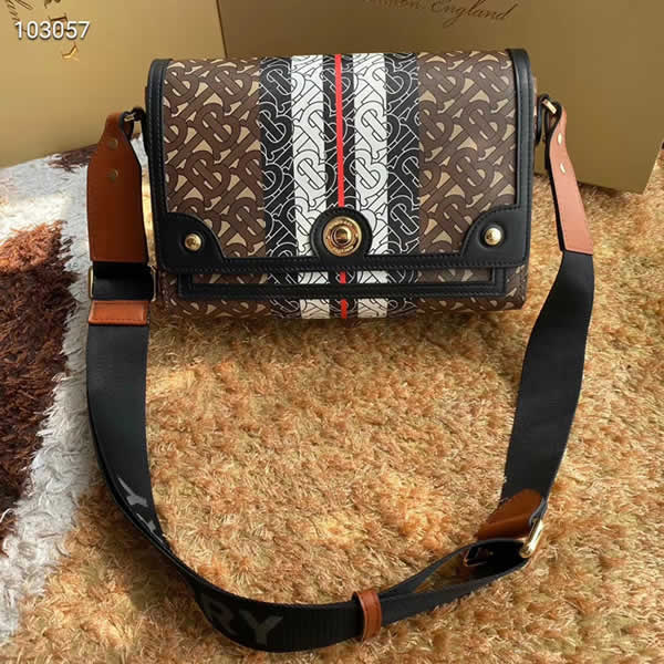 Replica New Burberry Leather High Quality Stripe Crossbody Flap Bag