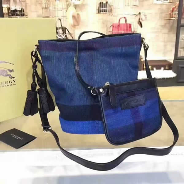 Discount Burberry The Ashby Canvas Blue Shoulder Crossbody Bag