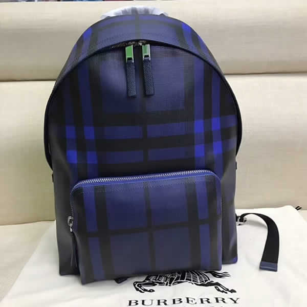 Fake Discount Burberry Classic Blue Plaid Backpack Hot Sale