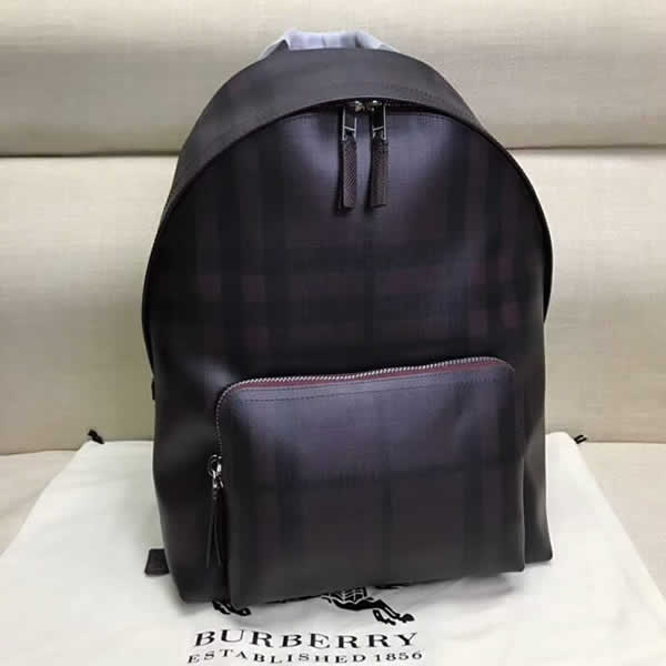 Fake Discount Burberry Classic Dark Red Plaid Backpack Hot Sale