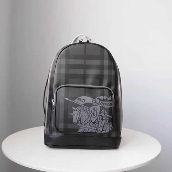 Burberry Black Decorative Equestrian Knight Pattern Backpack