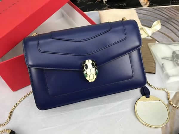 Replica Bvlgari Serpenti Forever Glossy Blue Bag Pure Copper Hardware 38102