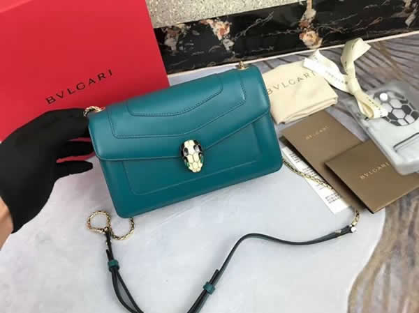 Replica Bvlgari Serpenti Forever Glossy Dark Green Bag Pure Copper Hardware 38102