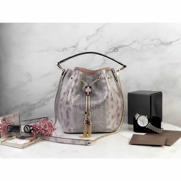 2019 New Bvlgari Snakeskin Silver Bucket Bag Messenger Bag 287614