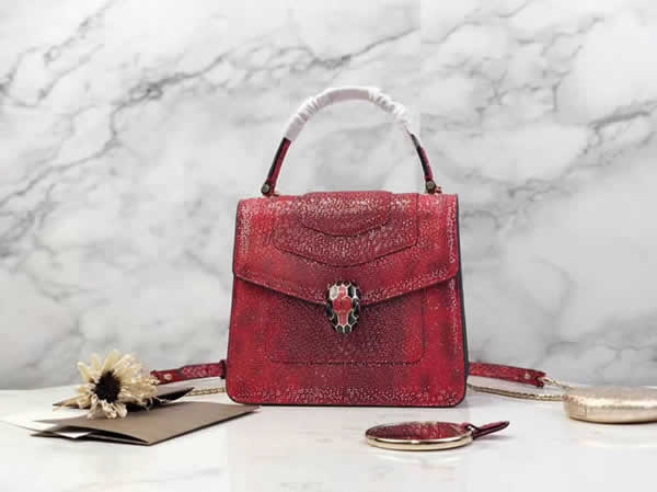 2019 Bvlgari Snakeskin Red Tote Messenger Bag Hot Sale 38329