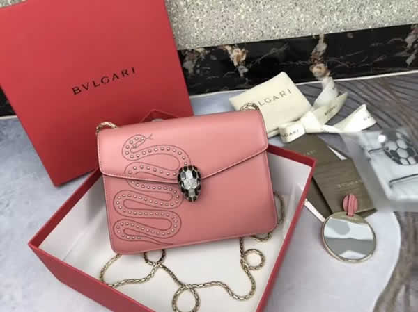 Replica Cheap Pink Bvlgari Rivet Pure Copper Hardware Handbags With 1:1 Quality