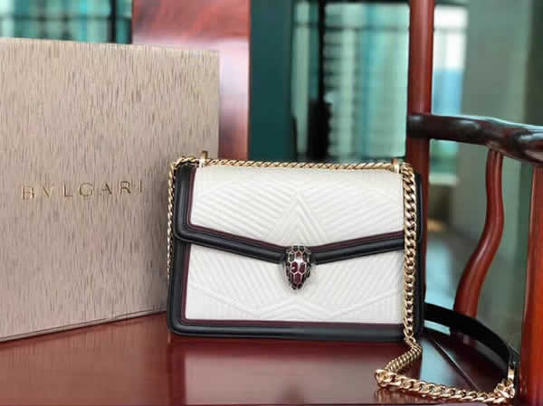 Replica Fashion Discount White Bvlgari Serpenti Forever Handbags