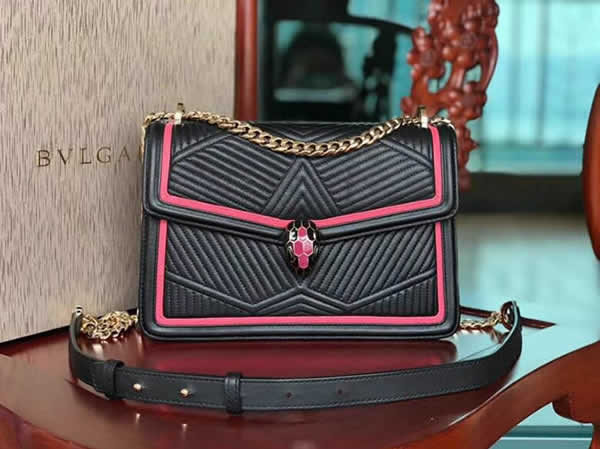 Replica Fashion Discount Black Bvlgari Serpenti Forever Handbags