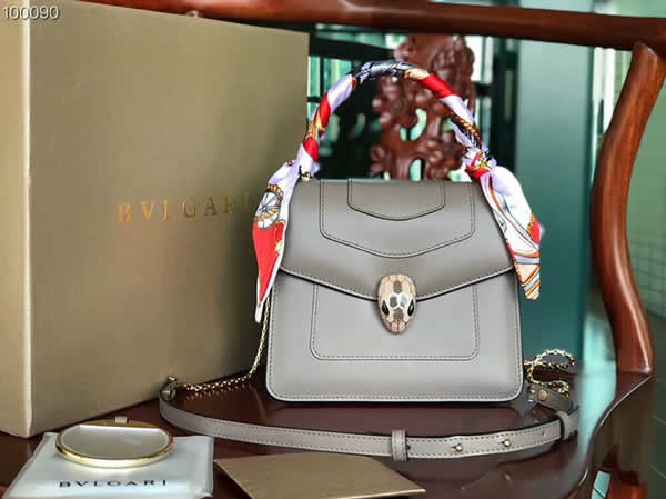 Replica Bvlgari Serpenti Forever Pop-Heart Gray Flap Bags