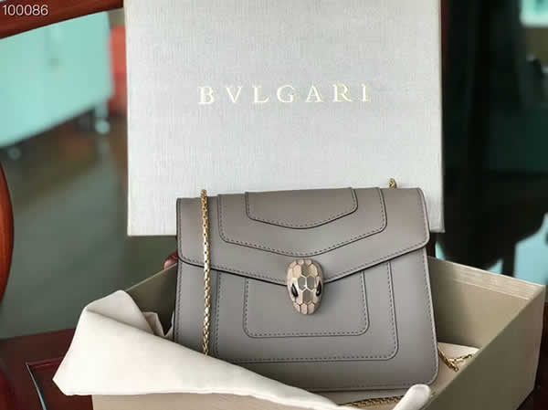 Fake Bvlgari Serpenti Forever Serpenti Gray Flap Bag 22012