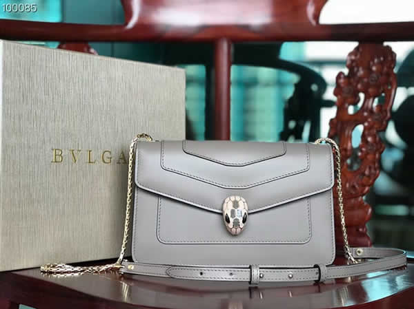 Fake Bvlgari Serperti Forever Snake Head Buckle Clamshell Gray Bag 22013