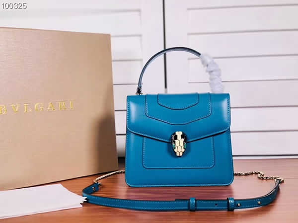 Fake Bvlgari Serpenti Forever Pop-Heart Blue Flap Bag 22016