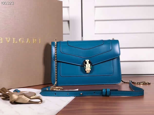 Replica Bvlgari Serperti Forever Snake Head Blue Flip Bag 22013