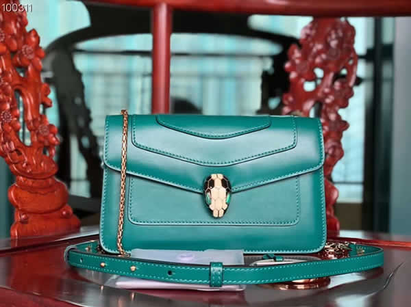 Fake Bvlgari Serpenti Forever Pop-Heart Green Flap Bag 22018