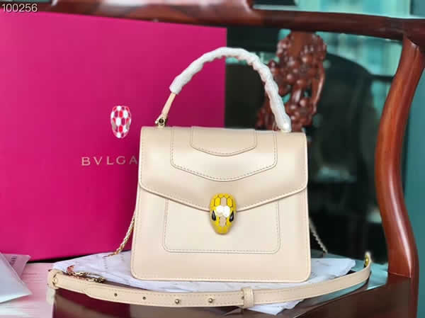 Wholesale Fake Bvlgari Serpenti Forever Pop-Heart Beige Flap Bag 22016