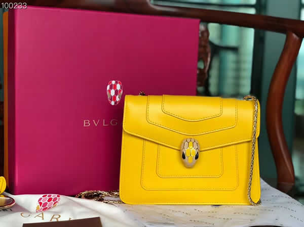 Fake Cheap Bvlgari Serpenti Forever Yellow Flap Bag 22012