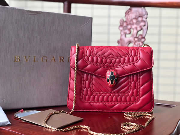 Bvlgari Serpenti Forever Scaglie Red Flap Bag Crossbody Bag 282012