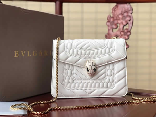 Bvlgari Serpenti Forever Scaglie White Flap Bag Crossbody Bag 282012