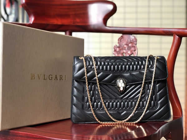 Discount Bvlgari Serpenti Forever Scaglie Black Flap Handbags 282018