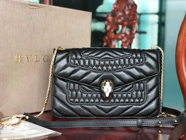 Bvlgari Serperti Forever Scaglie Flap Bag Black Shoulder Bag 22013